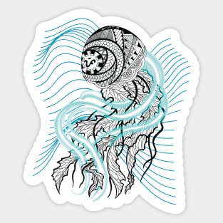 Jellyfish Tribal Line Art Sticker